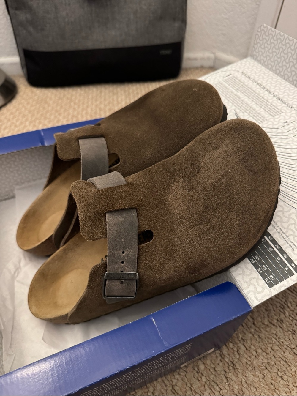 Birkenstock Boston Men's Mixed Leather Clogs - Concrete Gray, 10-10.5 US
